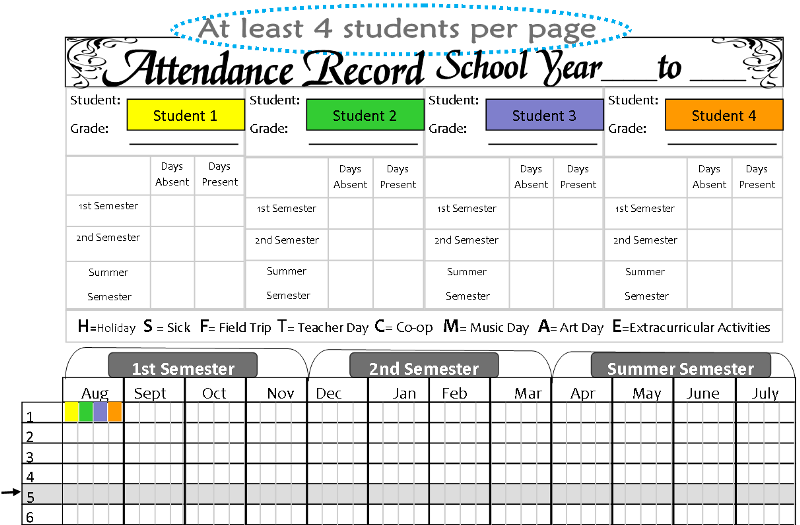 Attendance Chart | Tina's Dynamic Homeschool Plus