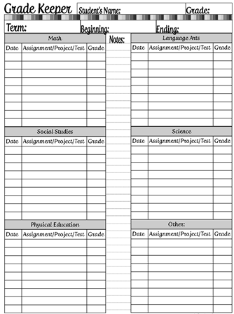 Sample homework assignment sheets