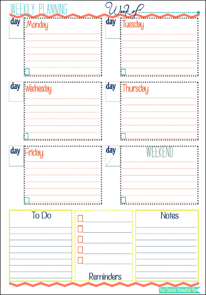 General Weekly Planning Form | 7 Step Homeschool Planner