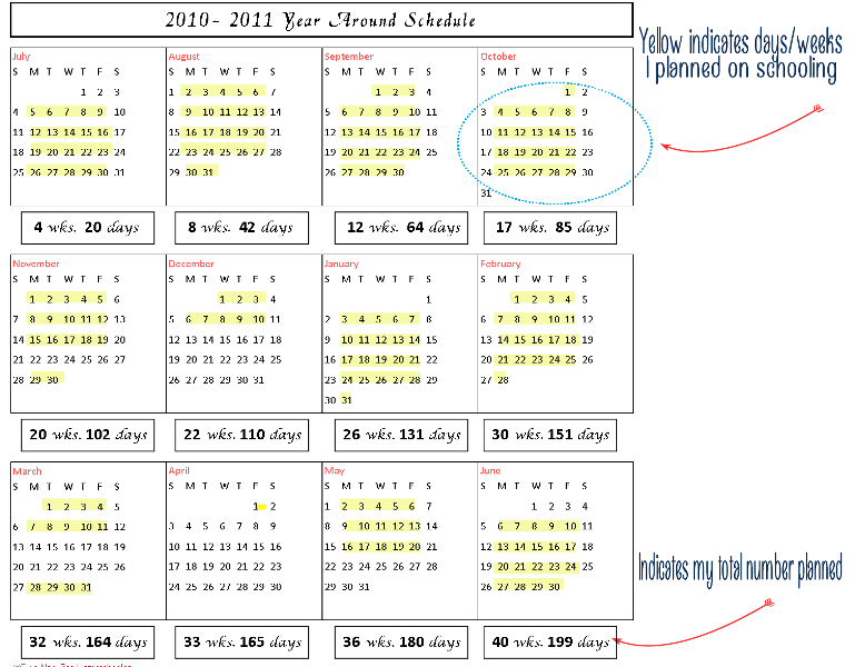 Year Around Schedule Sample 