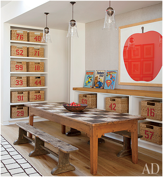 Beautiful table and walls for homeschool room.