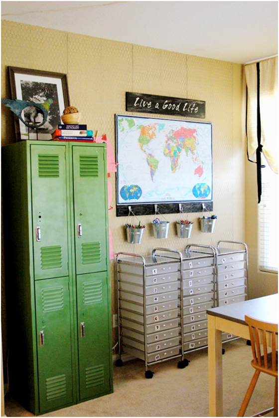 Homeschool room lockers.