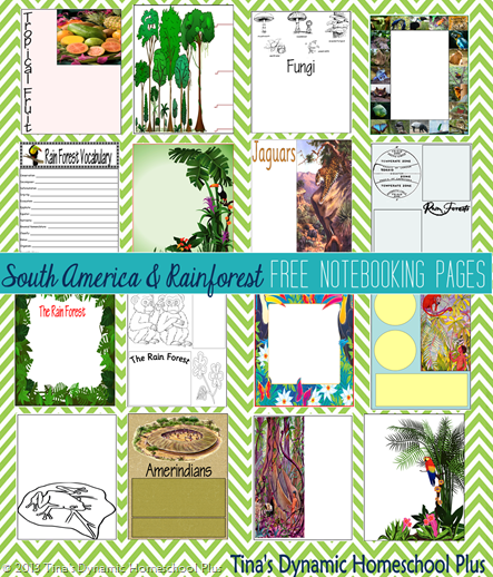 South America and Rainforest Free Notebooking Pages @ Tina's Dynamic Homeschool Plus