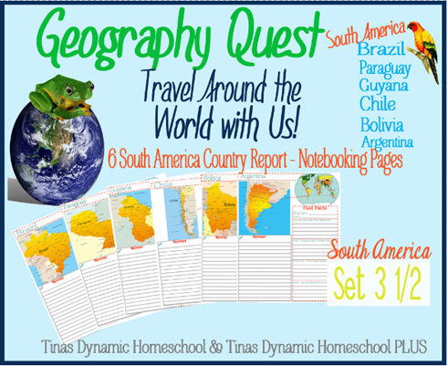 9 South America Country Reports for Kids Notebooking Pages