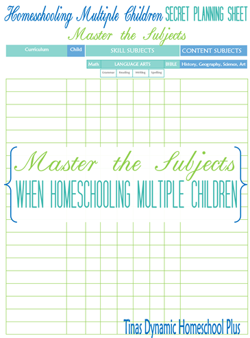 Homeschooling Multiple Children Secret Planning Sheet Tinas Dynamic Homeschool Plus 