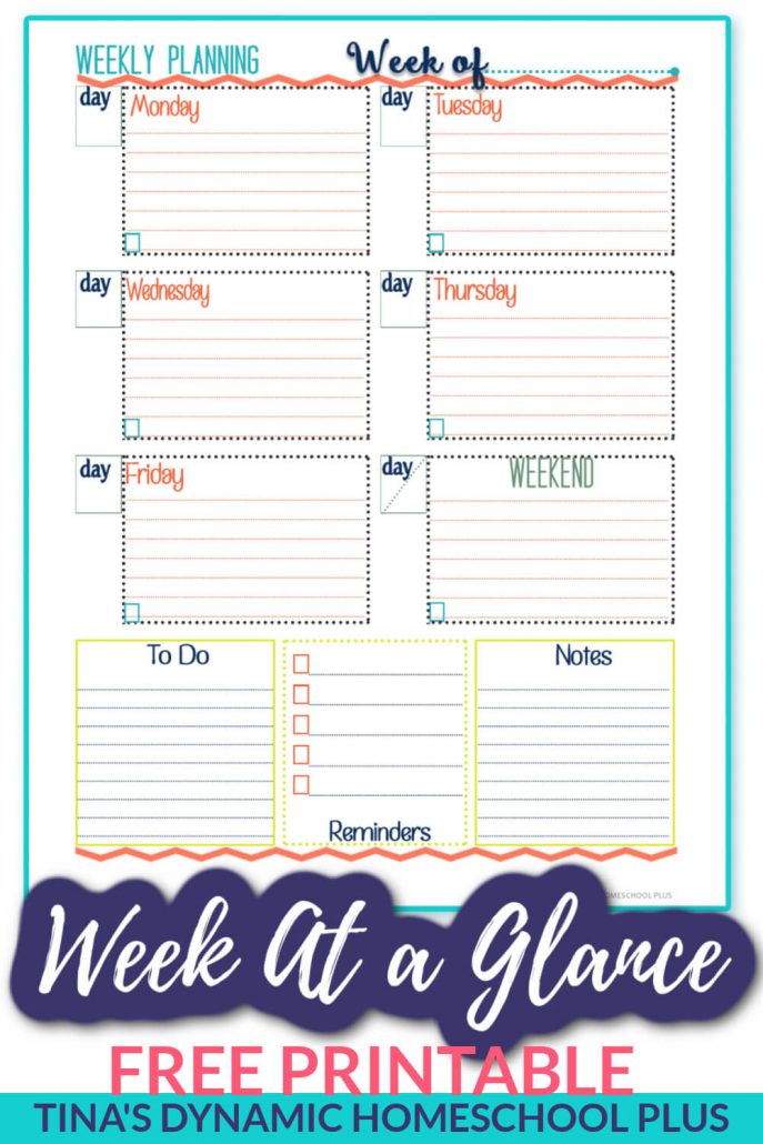 Beautiful Printable Week At a Glance Form