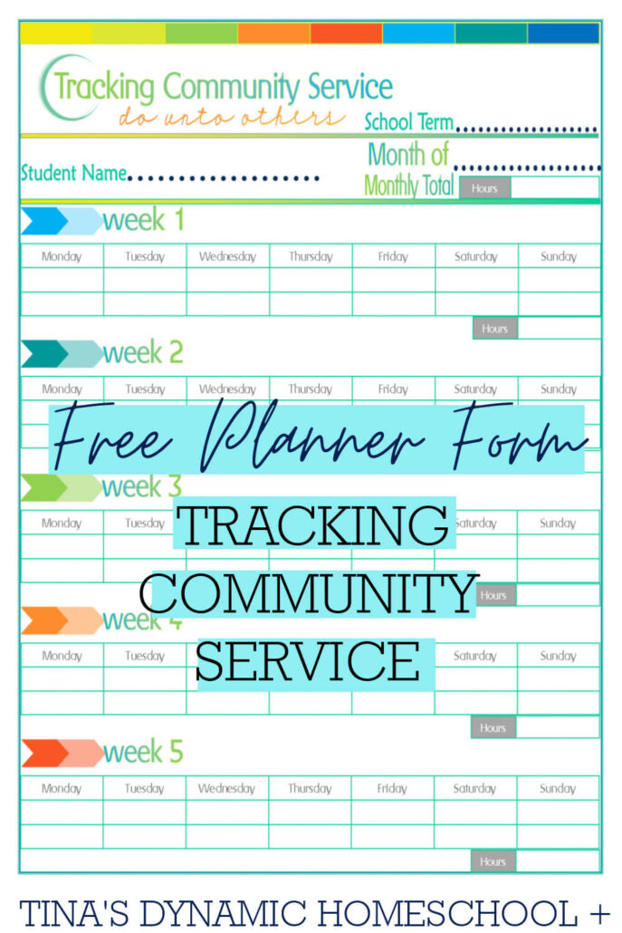 Free Homeschool Community Service Planning Record