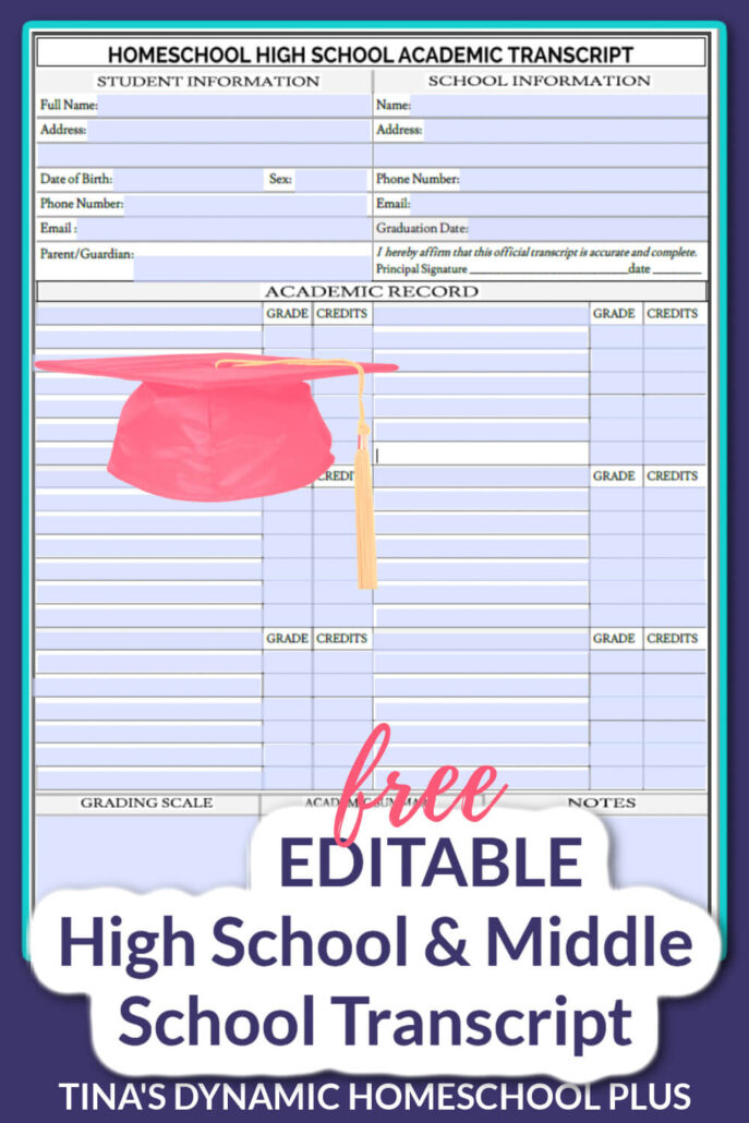 How to Make A Homeschool High School Transcript & Middle School (Free Editable Form)