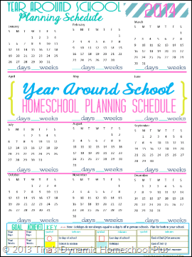 2014 Physical Year Around Homeschool Schedule 