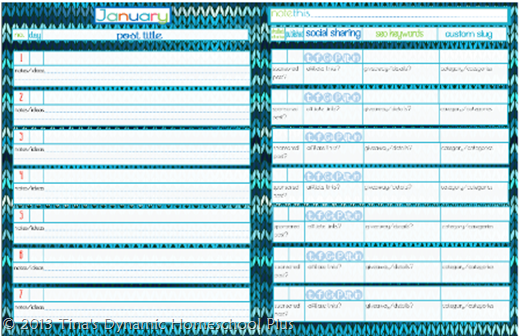  Blog Planner 2 page Spread | Tina's Dynamic Homeschool Plus