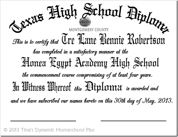 Homeschool Diploma High School Graduation