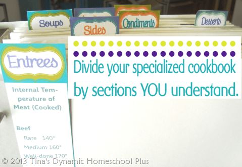 Homeschool Organization Divide Your Cookbook by Sections for YOU