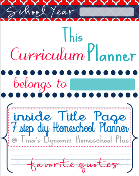 Homeschool Planner Inside title page 