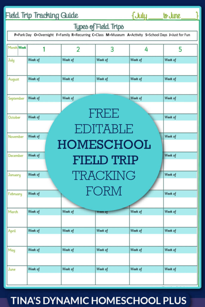 Free Editable Field Trip Tracking Guide for Homeschool Field Trips