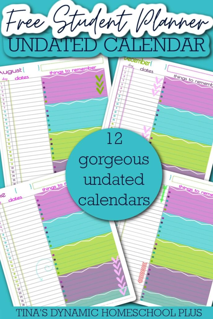 Free Student Planner Undated Calendar {Girly Girl Set}