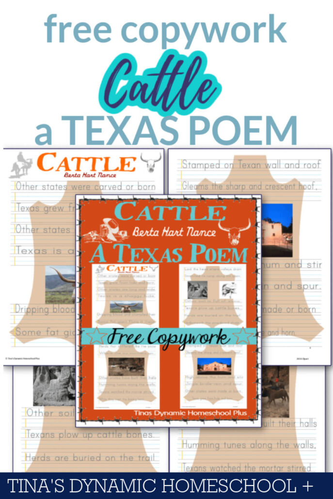 Free Copywork Cattle A Texas Poem For a Fun Unit Study