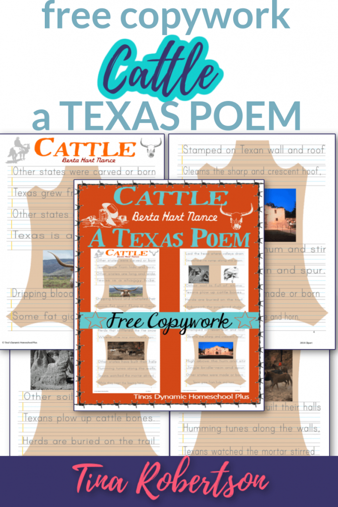 Free Copywork Cattle A Texas Poem For a Fun Unit Study