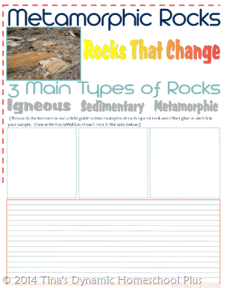 Metamorphic Rocks Notebooking Pages 1
