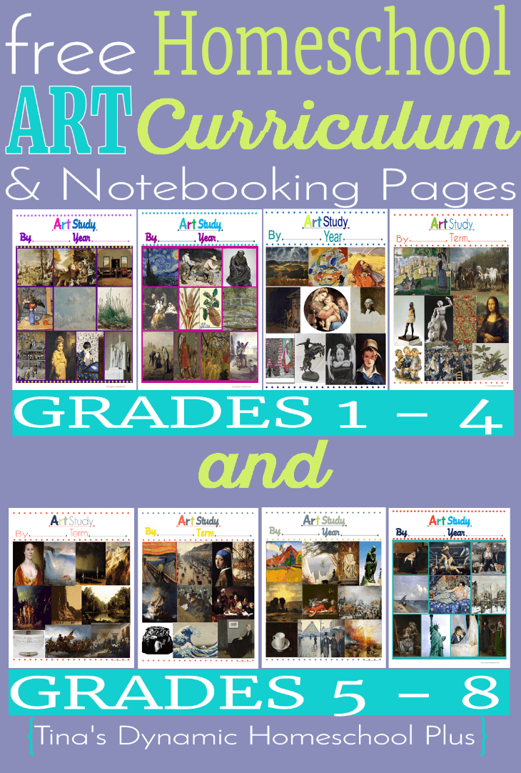 Free Homeschool Art Curriculum and Notebooking Pages. Grades 1 to 8 @ Tina's Dynamic Homeschool Plus