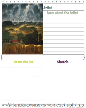 3rd grade Artist Study Packet 1 with 3 text and 1 sketch box 2
