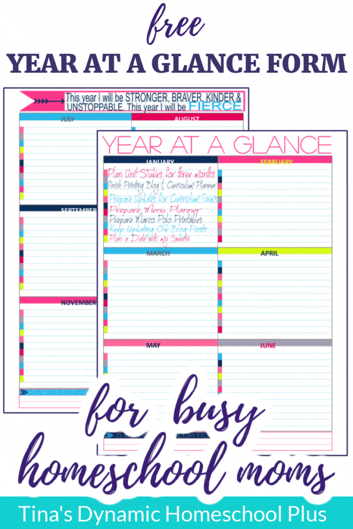 Free Year At a Glance Form For Moms Buried in the Organizing Details