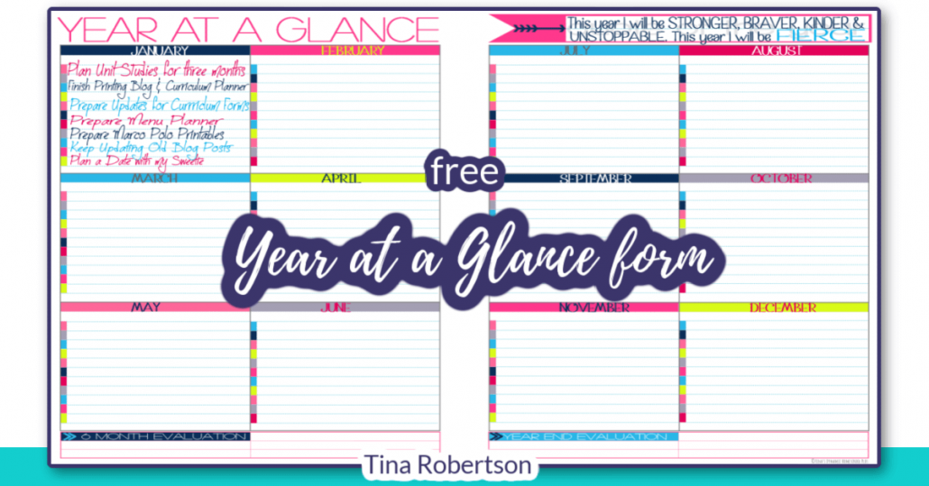 Free Year At a Glance Form For Moms Buried in the Organizing Details