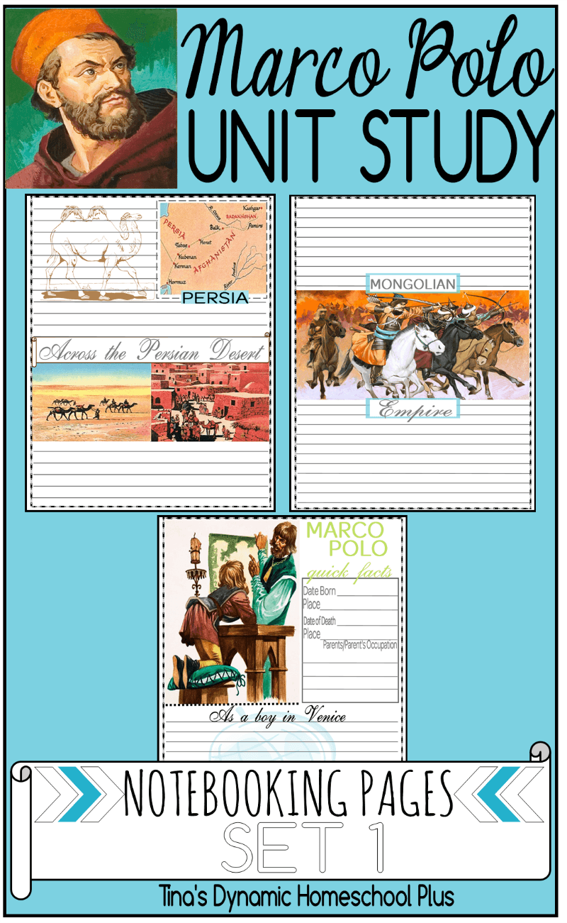 Free Marco Polo Notebooking Pages for a homeschool unit study.