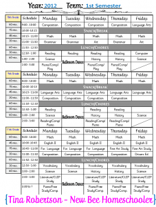 Tina Robertson Homeschool Schedule