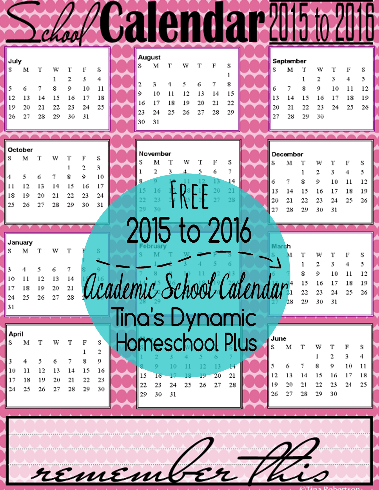 2015 - 2016 Petals School Year Calendar Collage  @ Tina's Dynamic Homeschool Plus