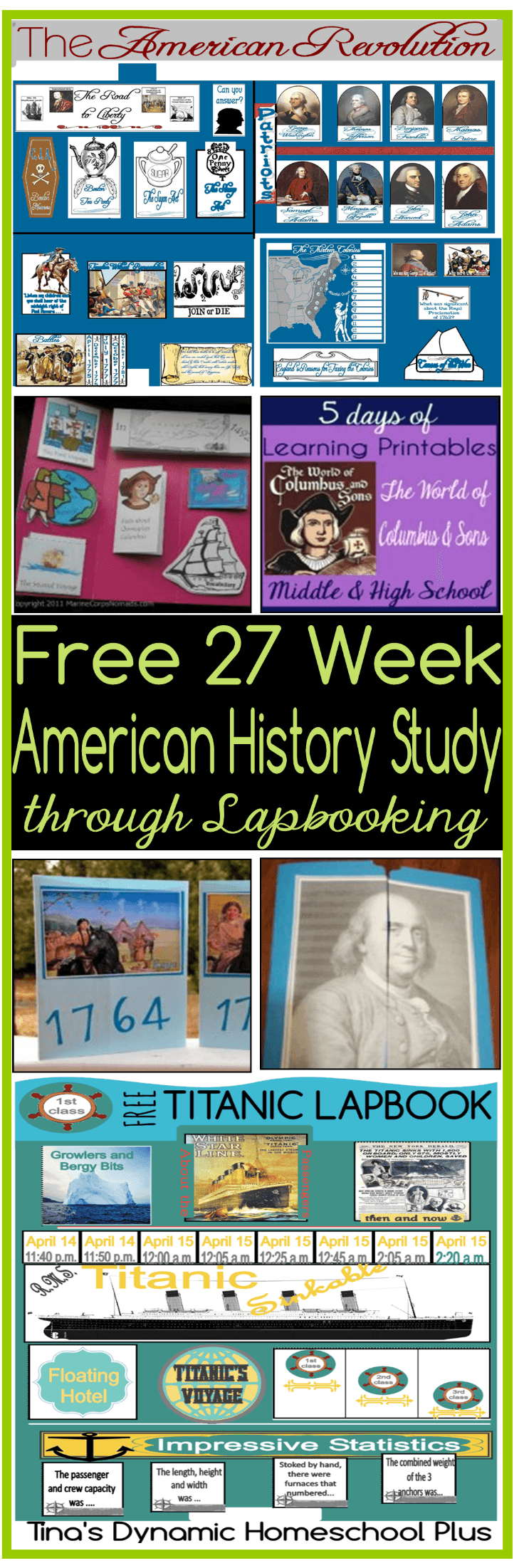 Free 27 Week American History Study through Lapbooking In Chronological Order @ Tina's Dynamic Homeschool Plus