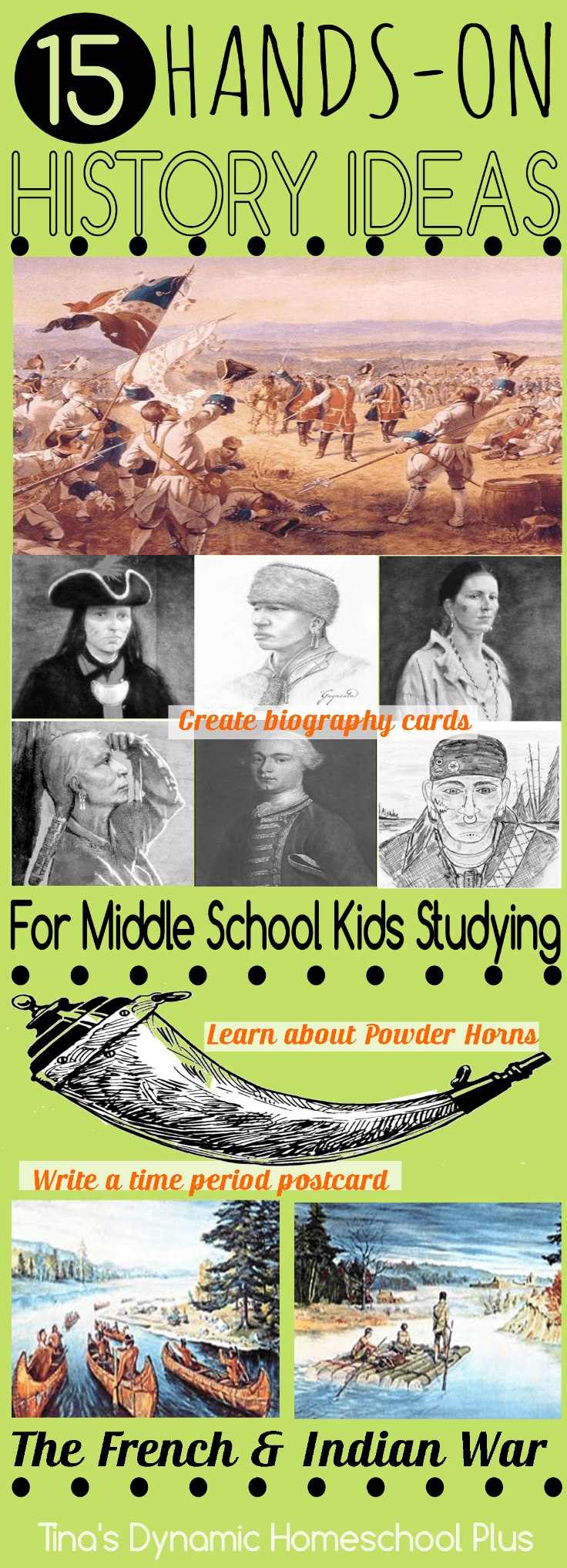 15 Hands-on History Ideas for Middle School Kids Studying The French and Indian War @ Tina's Dynamic Homeschool Plus