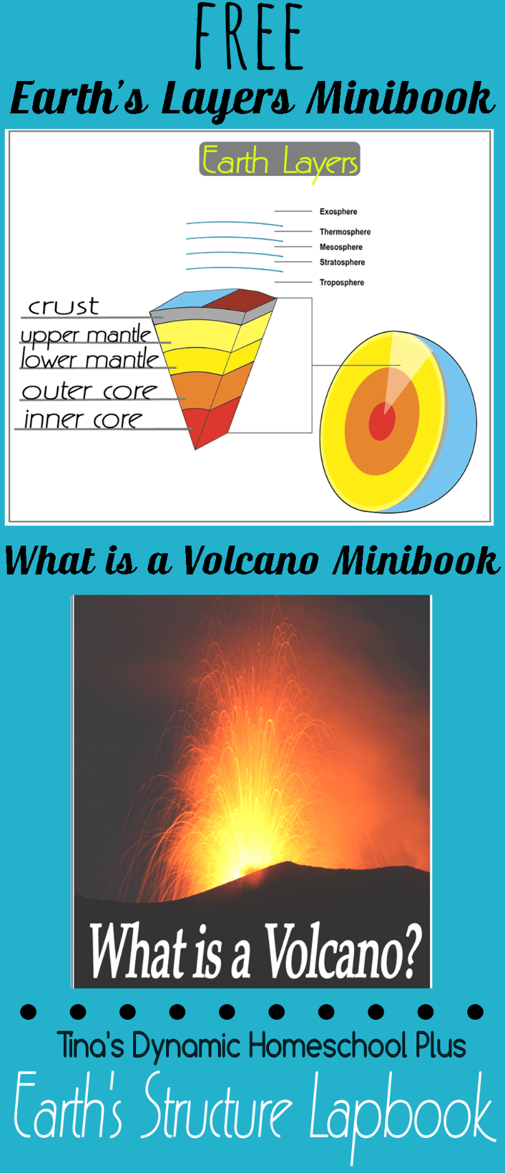 Mini Volcano Book and Earth's Layers Mini Book @ Tina's Dynamic Homeschool Plus
