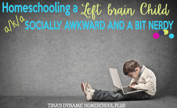Homeschooling a Left Brain Child - aka Socially Awkward and a Bit Nerdy @ Tina's Dynamic Homeschool Plus