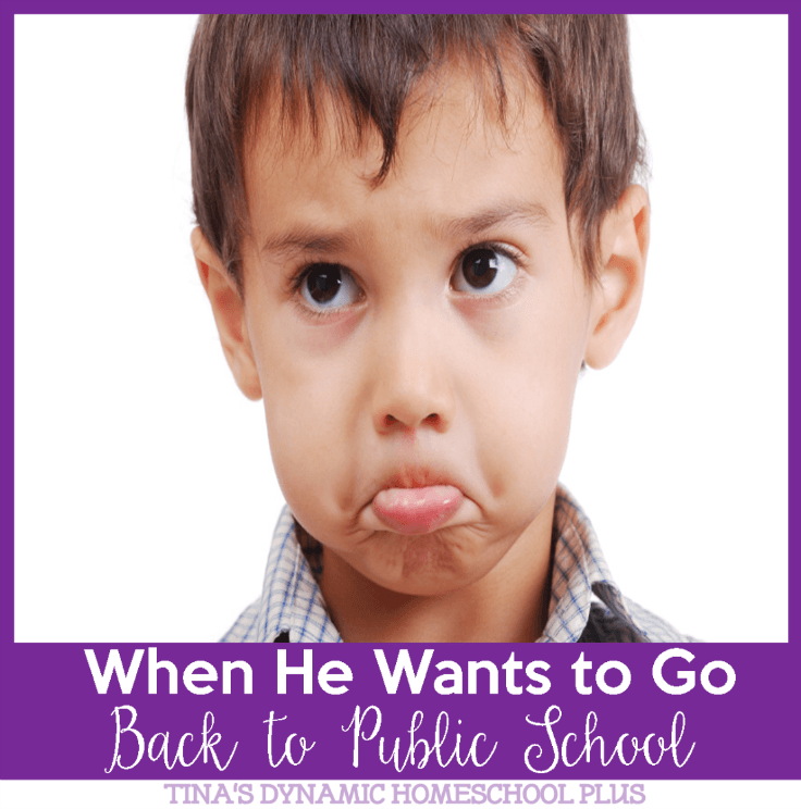 When He Wants to Go Back to Public School @ Tina's Dynamic Homeschool Plus