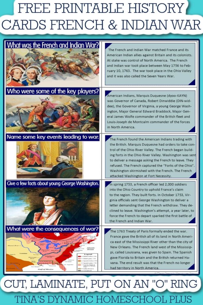 Free Homeschool History Cards - French and Indian War