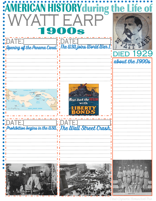 Notebooking Pages - American History through the Life of Wyatt Earp @ Tina's Dynamic Homeschool Plus 2