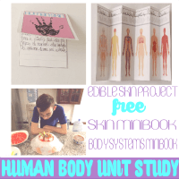 Homeschool Unit Study Human Body. Hands-on Activity 5. Edible Skin + Skin and Major Body Systems Minibook @ Tina's Dynamic Homeschool Plus Featured
