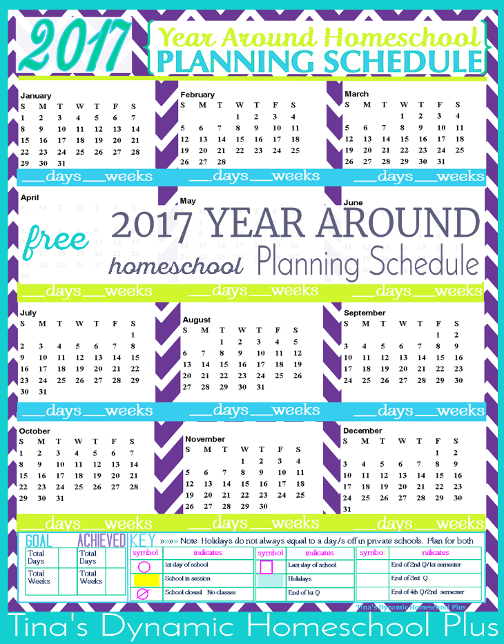 2017 Year Around Planning Schedule Waves @ Tina's Dynamic Homeschool Plus