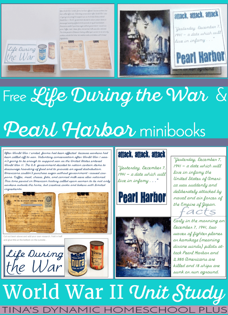 Making ration cakes wasn’t the only activity we have done to study about the affects of rationing during our World War II homeschool history unit study. The other thing I did was to use something unique we have in our family to help Tiny understand what his great-grandparents went through during wartime. Grab these free minibooks: Life During the War & Pearl Harbor | Tina's Dynamic Homeschool Plus.