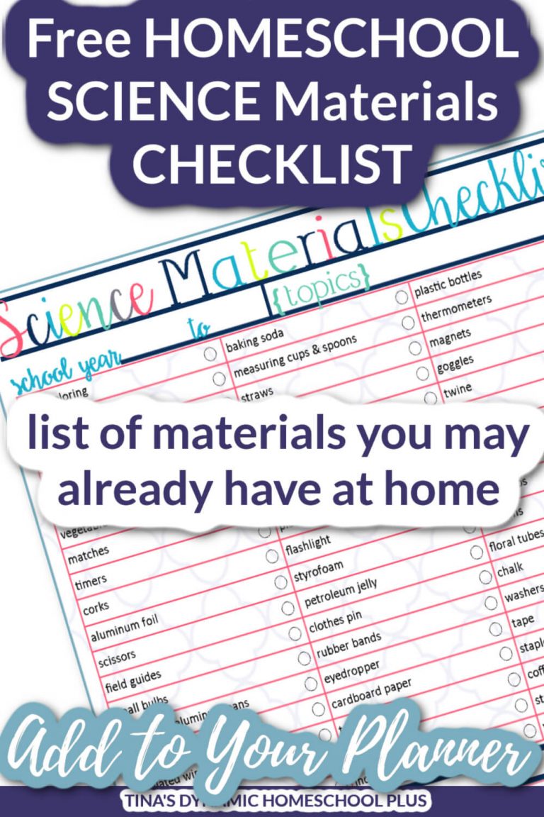 Free Homeschool Science Materials Checklist