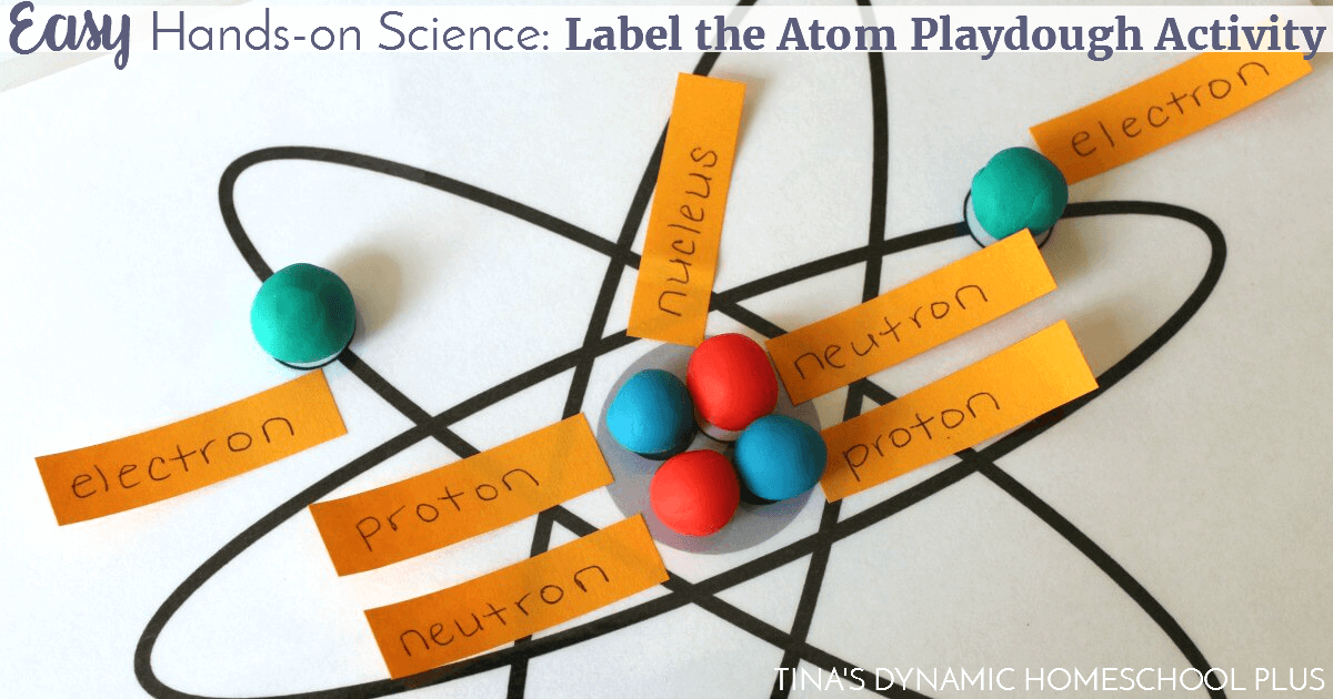 Easy hands-on science: Label the Atom Playdough Activity