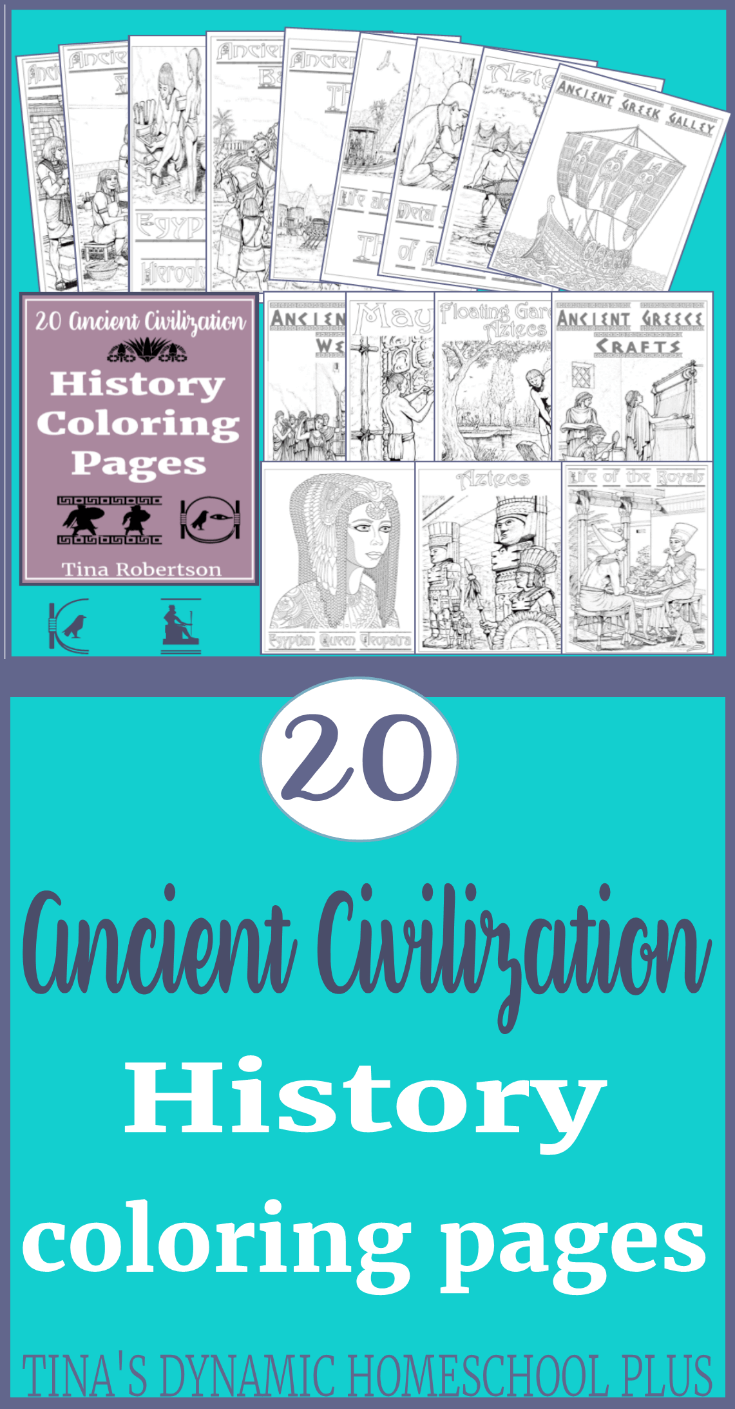 20 Ancient Civilization Coloring Pages. Grab these AWESOME pages at Tina's Dynamic Homeschool Plus