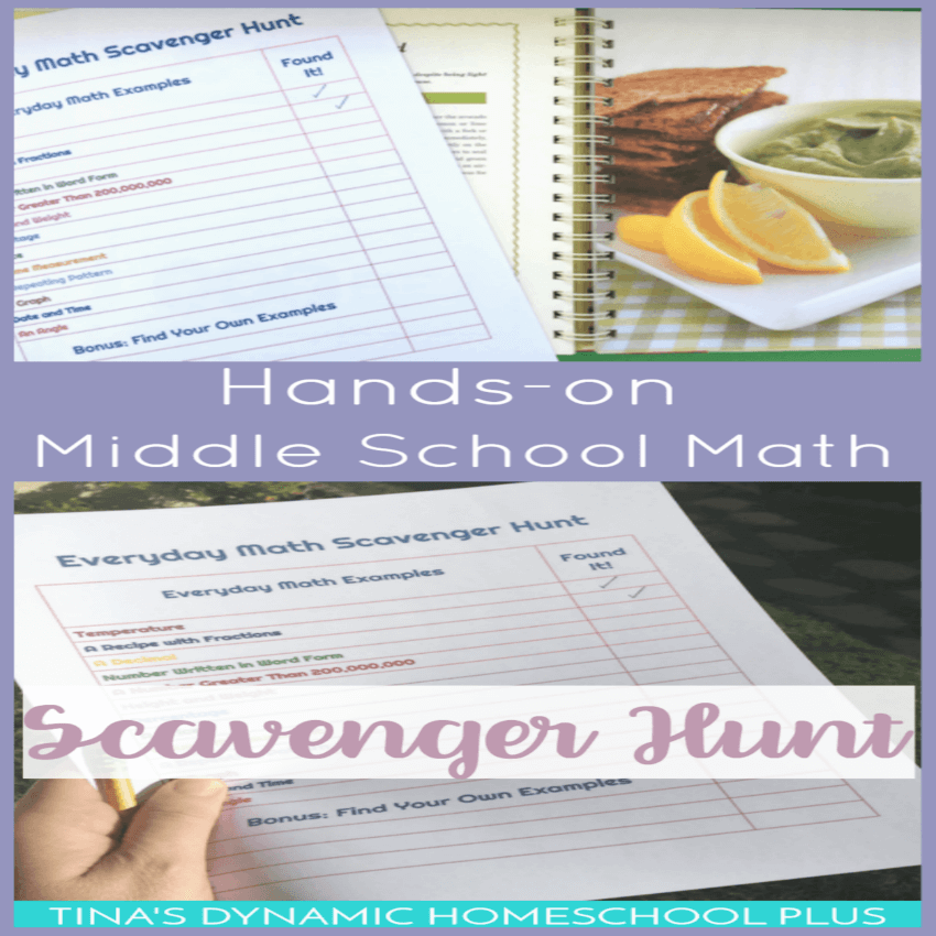 Hands-on Middle School Math and printable scavenger math hunt