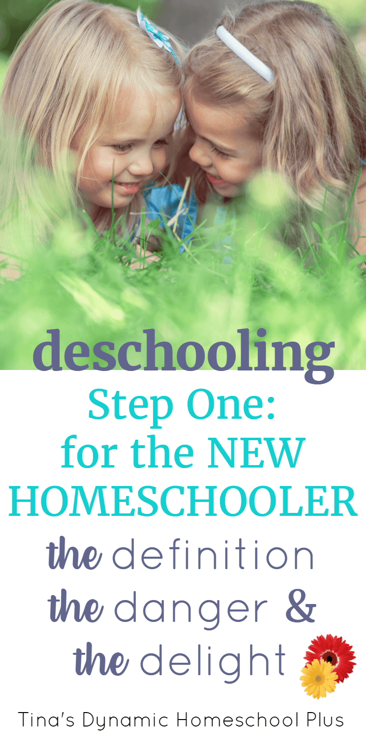 Deschooling: Step One for the New Homeschooler (the Definitions, the Dangers, and the Delight). Take the kids out of public school one day, begin homeschooling the next day; it's a common rookie mistake. And it seems almost impossible to change to a relaxed mindset when you jump from one stressful situation into another one. Deschooling is the first step for any new homeschool family. CLICK HERE to grab these AWESOME tips from a seasoned veteran!
