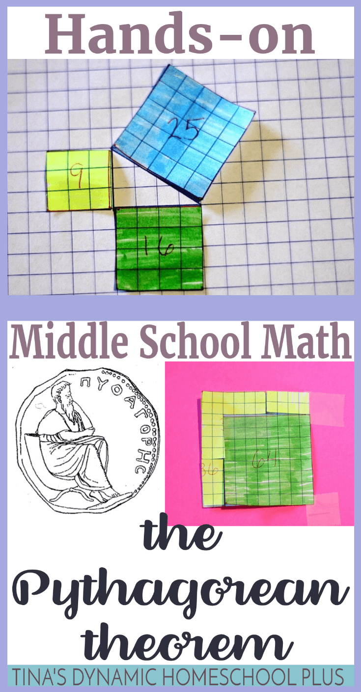 Hands-On Middle School Math: The Pythagorean Theorem. One important mathematical concept kids run into sometime in middle school or high school is the Pythagorean Theorem. Pythagoras, an ancient Greek philosopher and mathematician, who was born around 569 BCE is credited with the discovery. Click here to do this EASY hands-on activity!