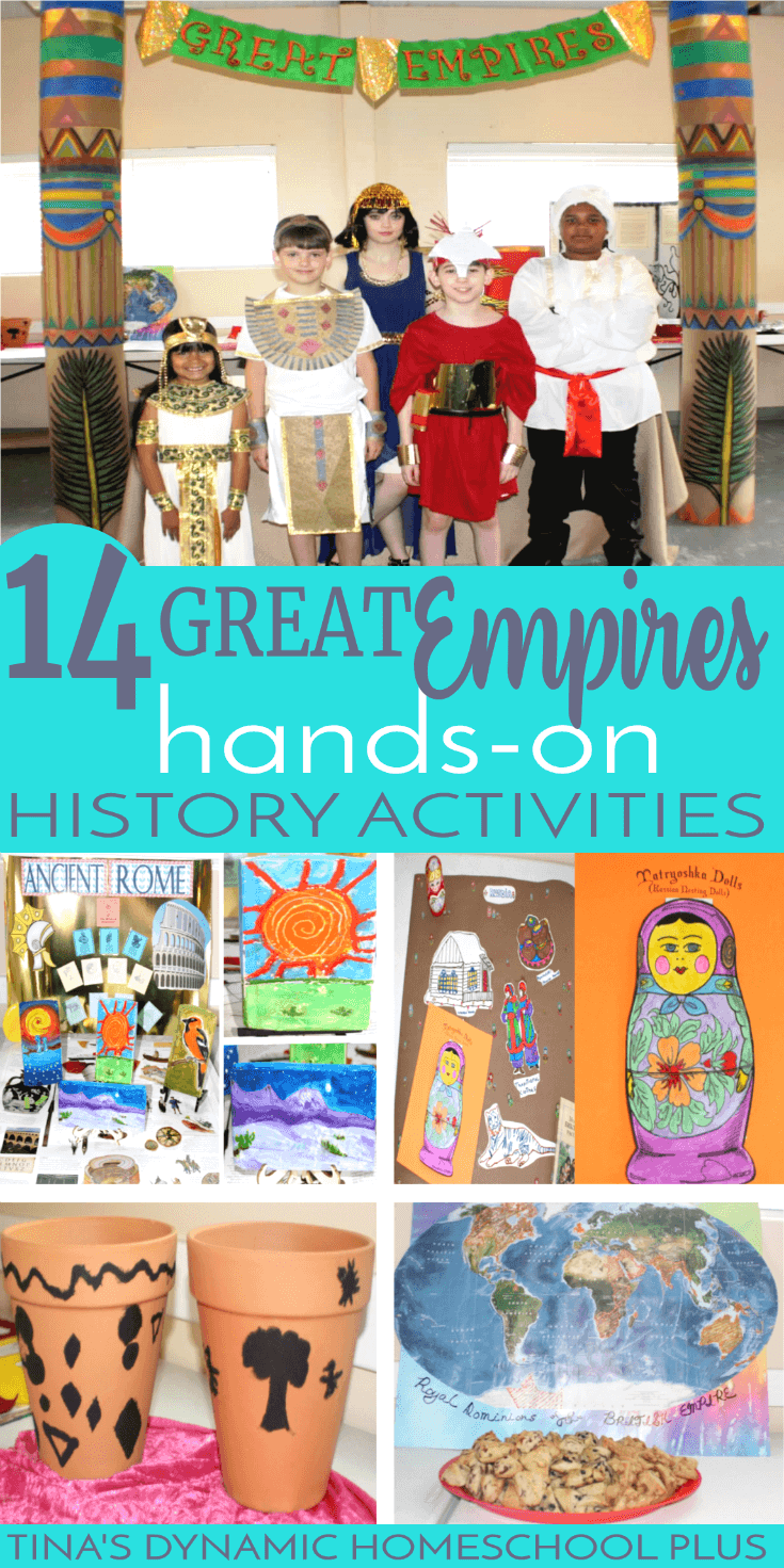 If you’re wanting to breathe life into homeschool history, your kids will love these hands-on learning history activities for studying 14 Great Empires! CLICK HERE to look at these fun and engaging hands-on ideas!