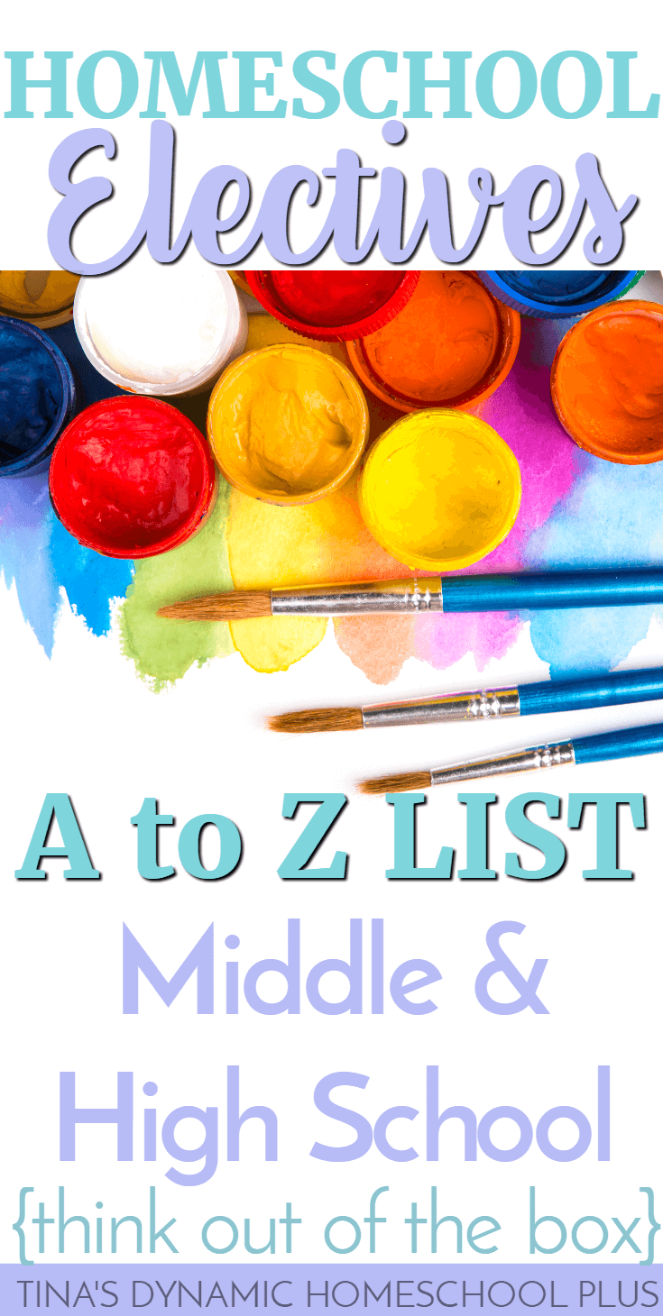 There are so many great options for middle and high school homeschool electives for teens that it can be hard to narrow down the choices. You’ll love this BIG A to Z List of Homeschool Electives. CLICK HERE!!!
