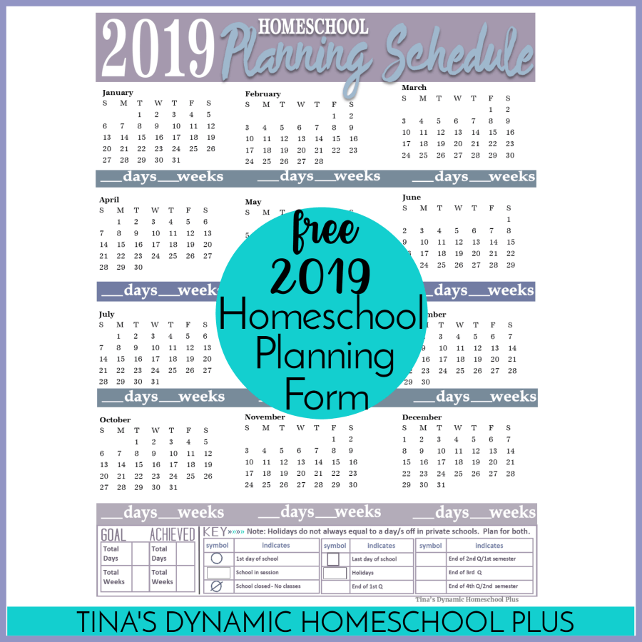 2019 Free Homeschool Planning Form! Whether you homeschool year round or not, you'll love this homeschool planning form for planning your year. Grab this form if you follow a physical year. CLICK here to grab this BEAUTIFUL colorful form!