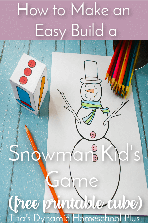 Grab this FUN and FREE How to Make an Easy Build a Snowman Kid's Game (with free printable cube). It’s a great activity for a winter unit study to keep the kids busy. CLICK here to grab it!