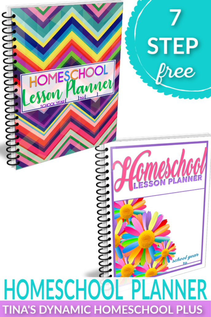 7 Step Free Homeschool Planner. Choose an AWESOME free cover and build your UNIQUE planner with hundreds of free forms at Tina's Dynamic Homeschool Plus!
